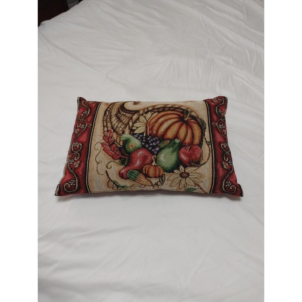Tapestry Harvest Cornucopia Throw Pillow Size 18x13